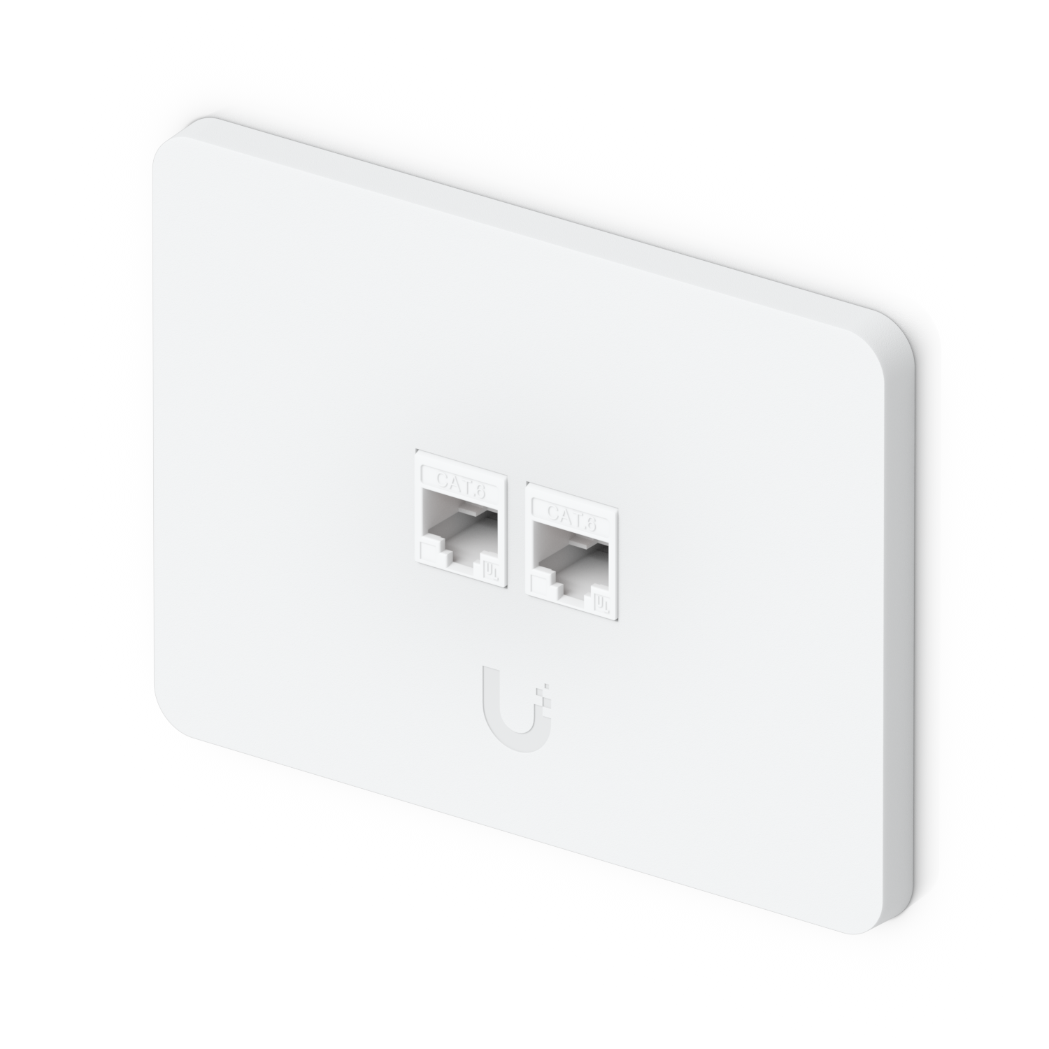 Ubiquiti UACC-WP-Keystone-H-2P horizontal 2-port keystone wall plate installed view