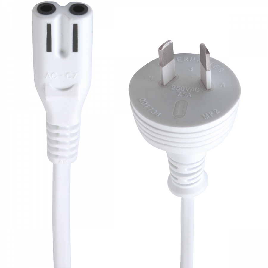 MicroBeam AU Plug to C7 IEC Socket 1.5m White