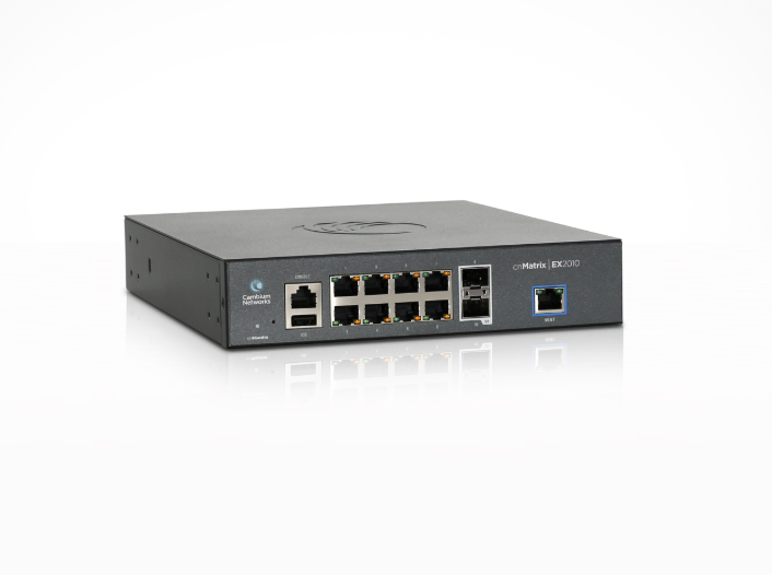 Cambium Networks MX-EX1010PXA-0 cnMatrix EX1010-P, Intelligent Ethernet PoE+ Switch, 8 1Gbps and 2 1Gbps SFP fiber ports - no pwr cord