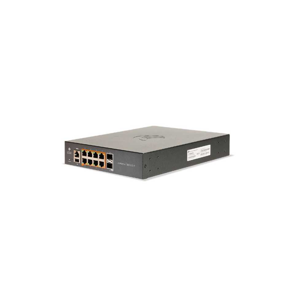 Cambium Networks MX-EX1010PxA-0 cnMatrix EX1010-P, Intelligent Ethernet PoE+ Switch, 8 1Gbps and 2 1Gbps SFP fiber ports - 5 Year Warranty