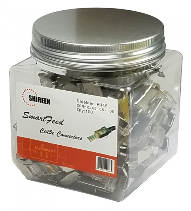 [CON-RJ45-C5-100] Shireen CON-RJ45-C5-100 CAT-5E RJ45 Connectors - 100pk Smart Feed