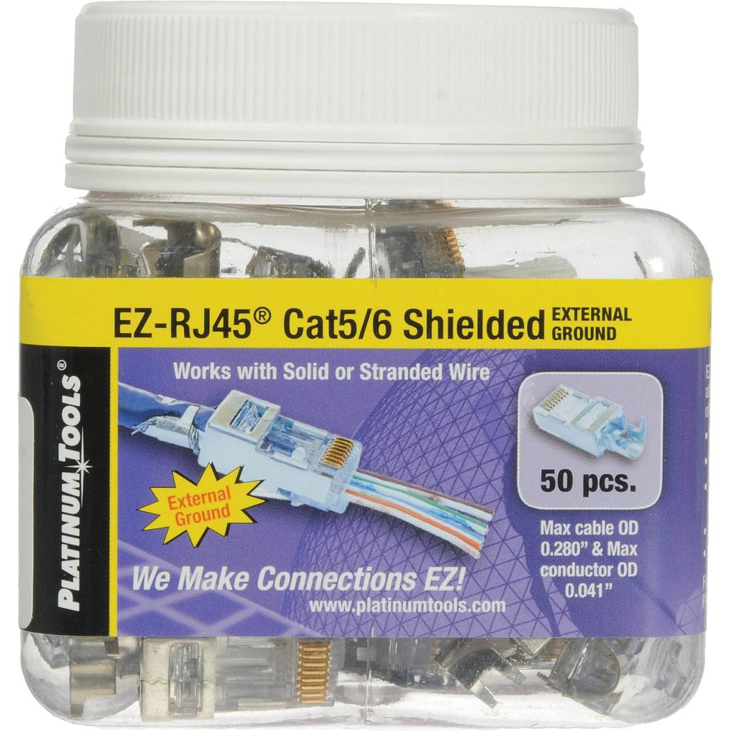 Platinum Tools 202022J EZ-RJ45® Shielded Cat5e/6 w/Ext Grd 50pc