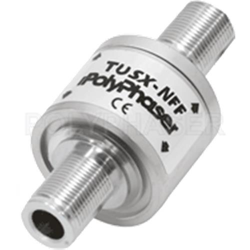 PolyPhaser TUSX-NFF Type N F/F Bulkhead Coaxial RF Surge Protector, 300MHz - 1.2GHz, DC Block, 2.5kW, IP67