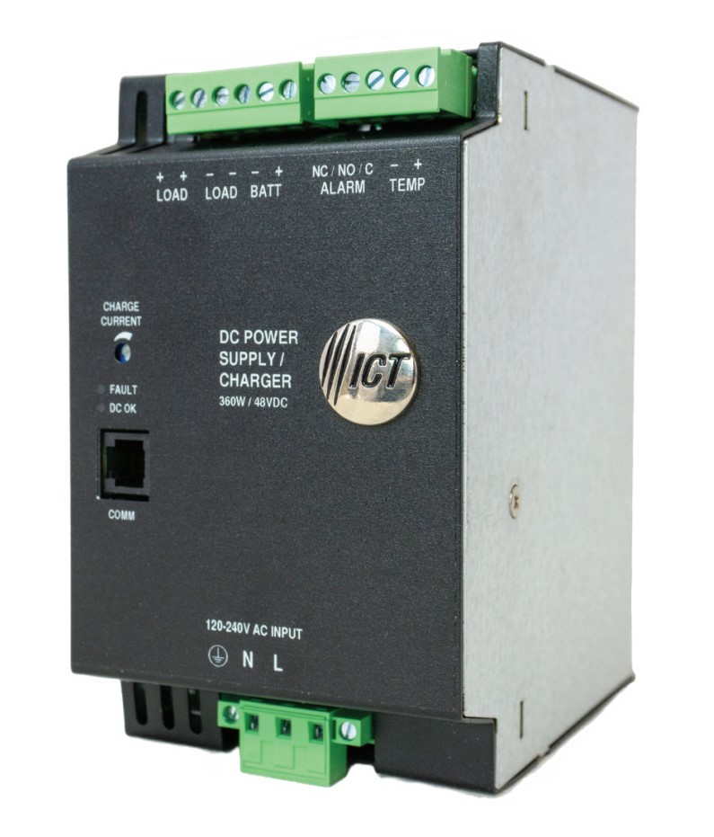 ICT Power ICT360-48DIN DIN Rail Mount DC Power Supply With Battery Charger and LVD 48V 360W