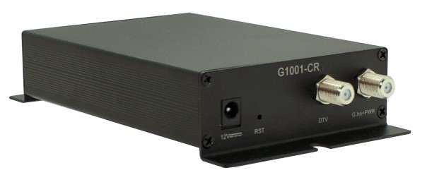 Positron G1001-CR-AU G.hn COAX to Gigabit Ethernet  Bridge with 1 GE Port, and 1 Coax  Output (F-Type Connector) for  Set-top Box (STB). AC Wall  Adapter included. Reverse Power  Feed Support. Acts as power  supply for GAM-4-CRX.