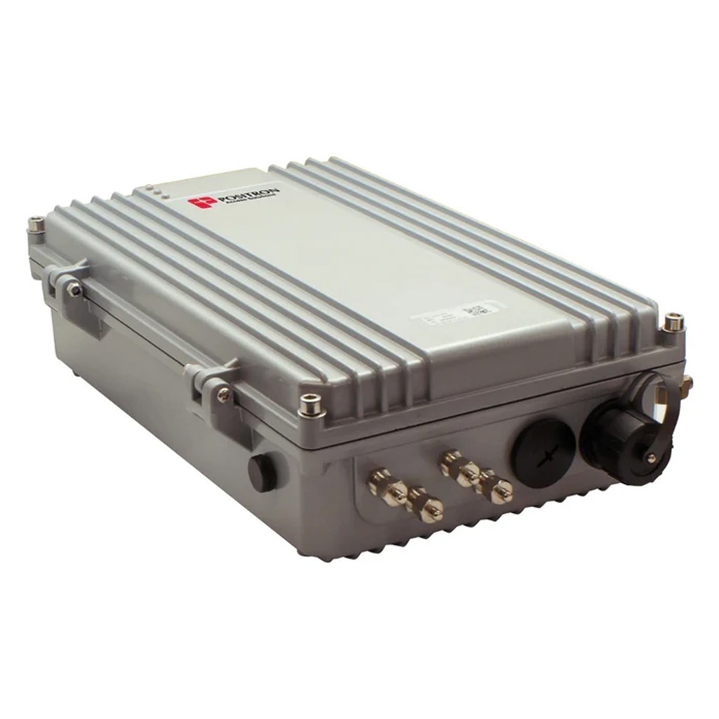 Positron GAM-4-CRX OUTDOOR G.hn Access  Multiplexer (GAM) with 4 Coaxial  ports with 4 COAX ports and 1 x  10 Gbps SFP+ port. Environmental Enclosure, 48 VDC/RPF
