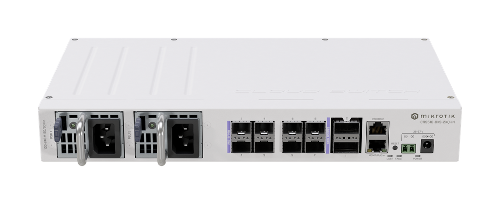 Mikrotik CRS510-8XS-2XQ-IN 4 2x 100 Gigabit QSFP28 ports, 8x 25 Gigabit SFP28, dual hot-swap power supplies