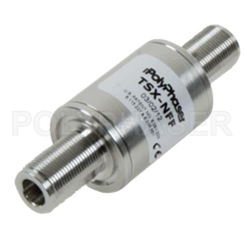 PolyPhaser TSX-NFF Type N F/F Bulkhead Coaxial RF Surge Protector, 698MHz - 2.7GHz, DC Block, 500W, IP67, .005uJ, 40kA, Filter