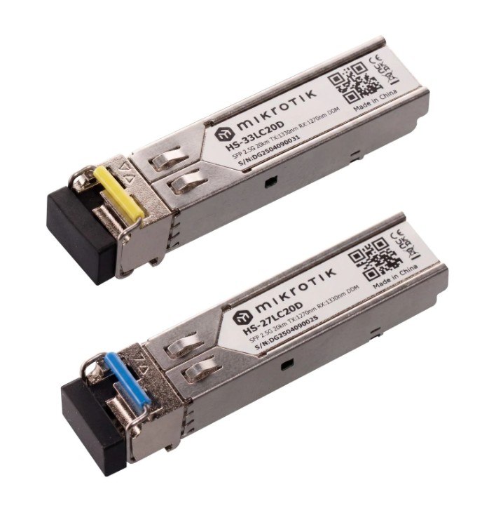 MikroTik HS-2733LC20D Pair of 1G/2.5G BiDi SFP Modules 20km 1270nm + 1330nm