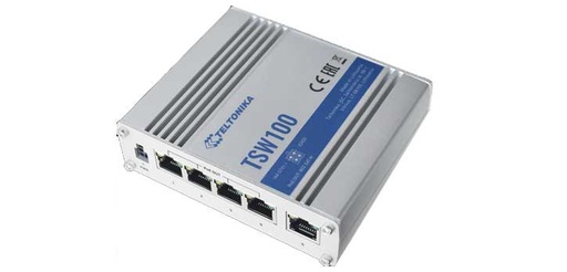 [TSW100] Teltonika TSW100 Unmanaged Industrial 802.3af/at Gigabit Ethernet PoE Switch With 60W AU Power Supply