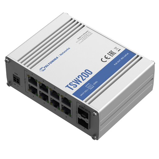[TSW200] Teltonika TSW200 8 Port Unmanaged Industrial Gigabit PoE+ Switch (Power Supply Not Included)