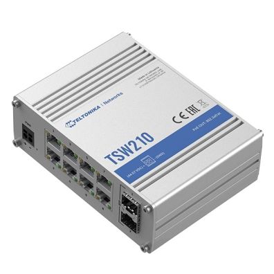 [TSW210] Teltonika TSW210 8 Port Unmanaged Industrial Gigabit Switch with 2 SFP Ports