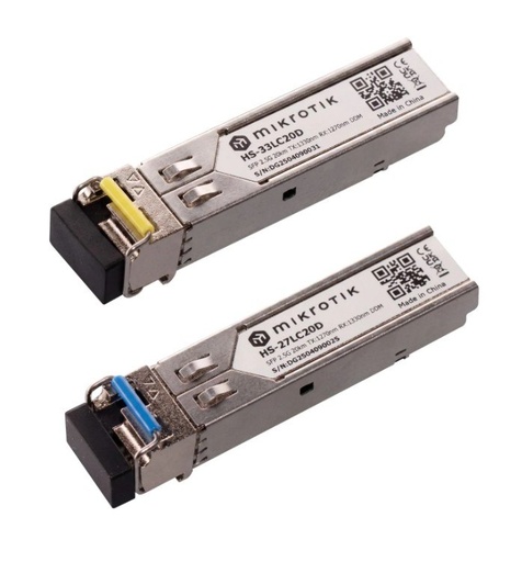 [HS-2733LC20D] MikroTik HS-2733LC20D Pair of 1G/2.5G BiDi SFP Modules 20km 1270nm + 1330nm