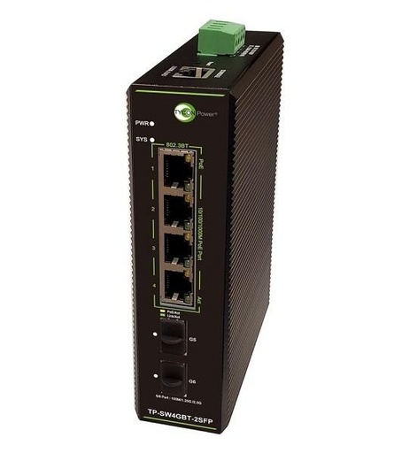 [TP-SW4G-2SFP] Tycon Power TP-SW4G-2SFP Managed Industrial 6 Port PoE+ Switch